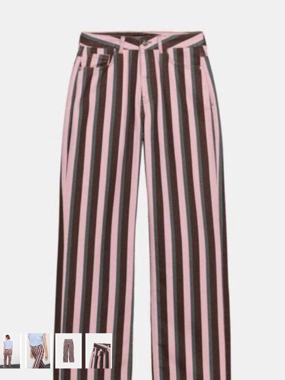 Zara pink brown stripe pants sz 12 NWOT